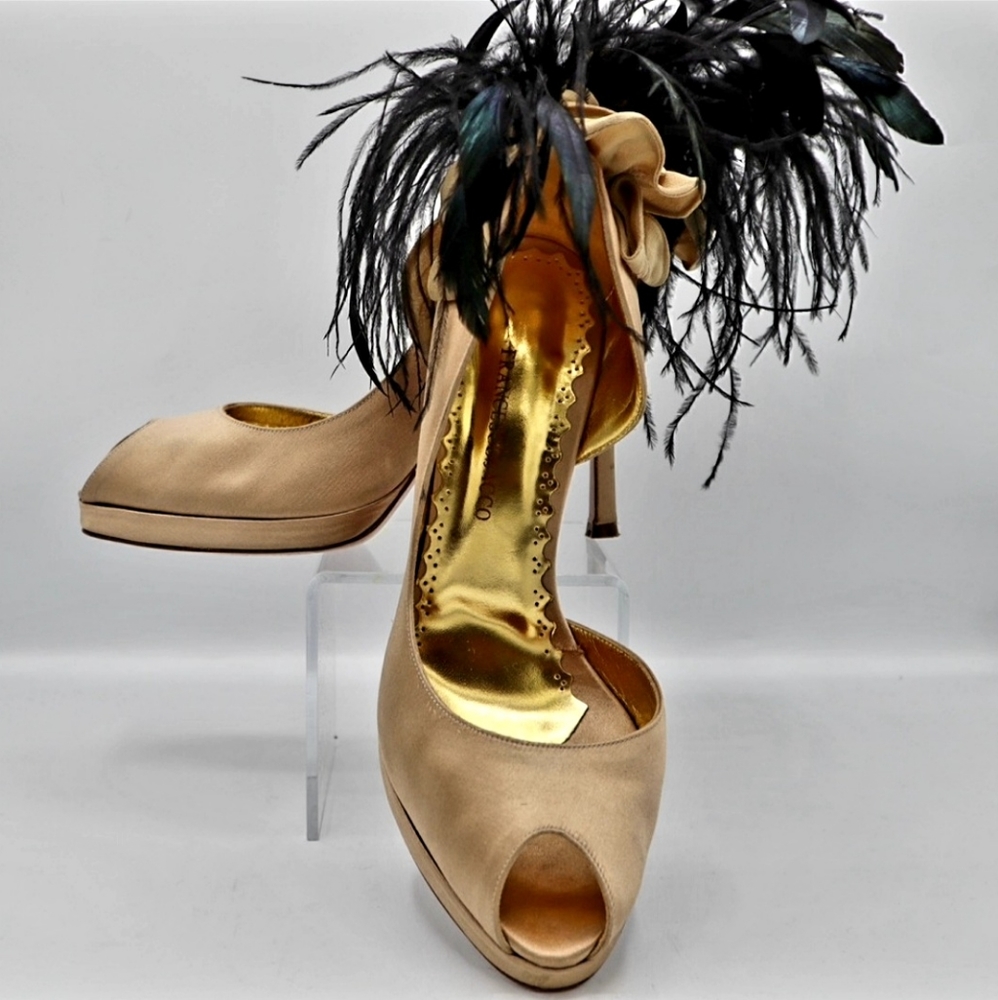 💯 Frances Cosacco Satin Feather Heel - Picture 3 of 16